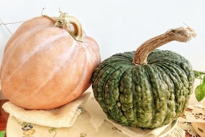 Close-up of pumpkin against gray background