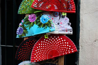 Multi colored hand fans