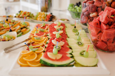 Various fruits on table