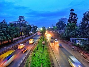 Traffic on road at night