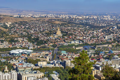 View of tbilisi from mtatsminda mountain, georgia