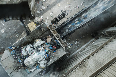 High angle view of cars on road