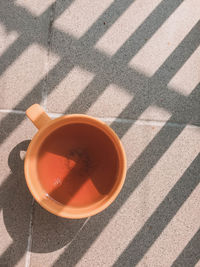 High angle view of tea on table