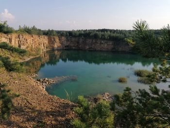 Scenic view of lake against sky