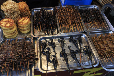 High angle view of food for sale at market