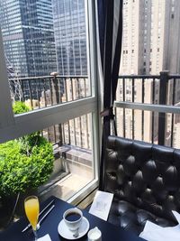 View of building through window