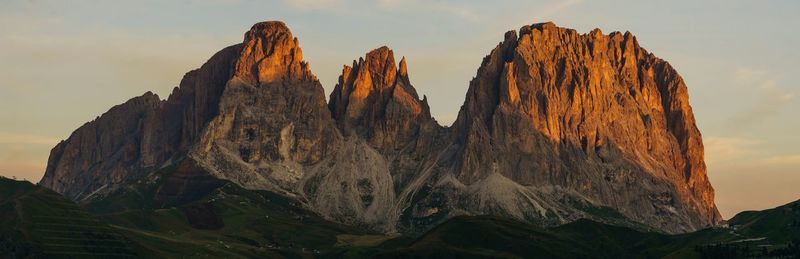 Low angle view of rock formations