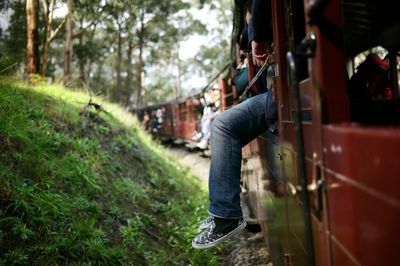 People riding train