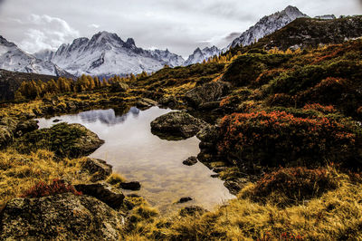 Scenic view of mountains against sky