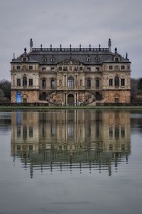 Reflection of building in lake
