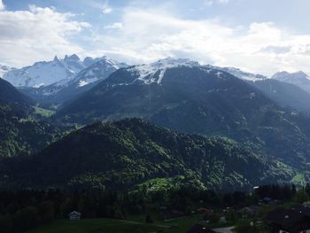 Scenic view of mountains against sky