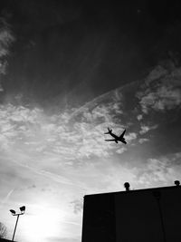 Low angle view of airplane flying in sky