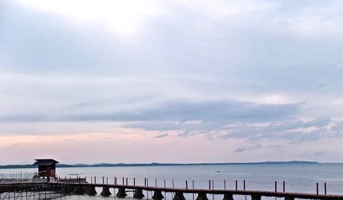 Scenic view of sea against cloudy sky