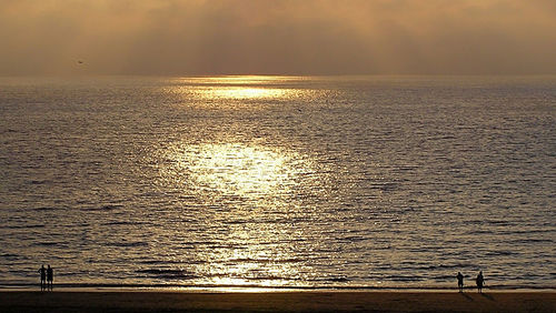 Scenic view of sea at sunset