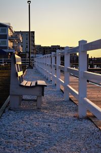 Built structure against clear sky at sunset