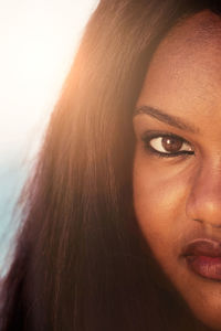 Close-up portrait of a beautiful young woman