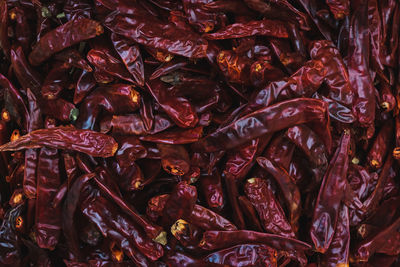 Full frame shot of red chili peppers for sale