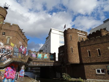 Low angle view of buildings against sky