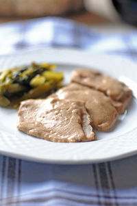 Close-up of meal served in plate