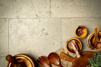 High angle view of food on table