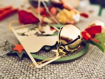 Close-up of objects on table