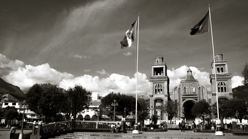 View of buildings against cloudy sky