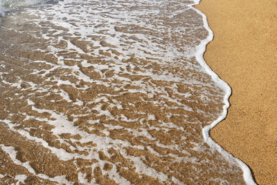 High angle view of sand on beach