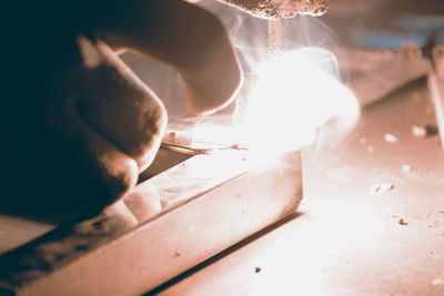 Close-up of hands workingon welding