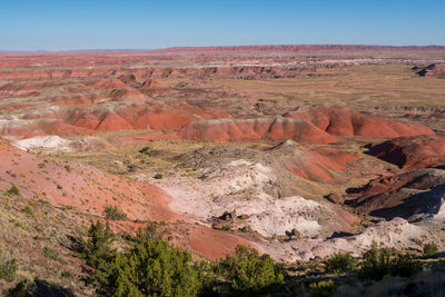 Red, white and pink desert hills at the painted hills in petrified forest national park in arizona