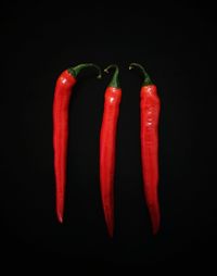 Close-up of red bell pepper against black background