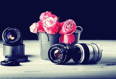 Close-up of rose on table