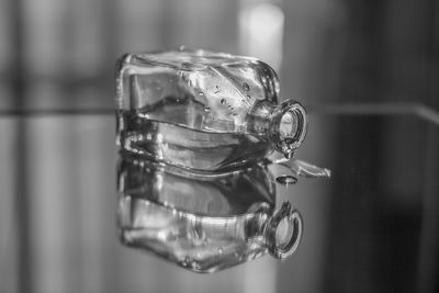 Close-up of drink in glass jar on table