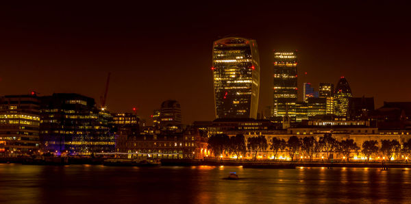 London at night on the thames