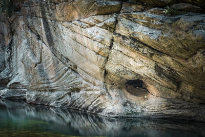 Close-up of a rock in water