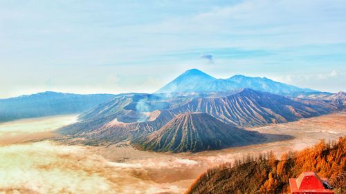 Scenic view of mountain range against sky