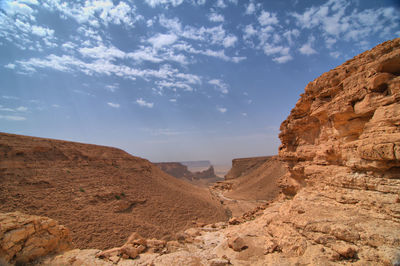 Scenic view of arid landscape against sky