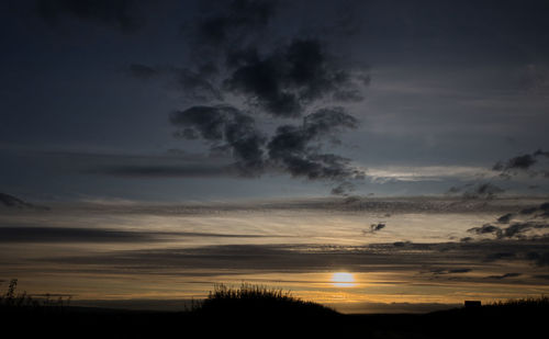 Scenic view of silhouette landscape against sky during sunset