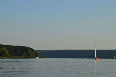 Scenic view of lake against clear sky