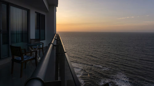 Scenic view of sea against sky during sunset