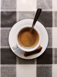 High angle view of coffee on table