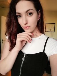 Portrait of beautiful woman at home