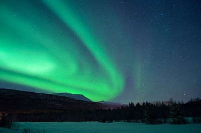 Scenic view of dramatic landscape against sky at night