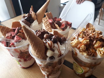 Close-up of ice cream on table