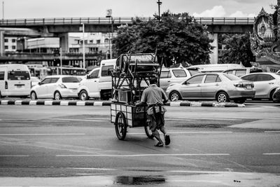 Cars parked on road