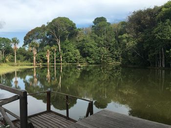 Scenic view of lake against sky