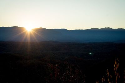 Scenic view of landscape against sky during sunset