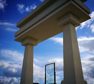 Low angle view of historical building against cloudy sky