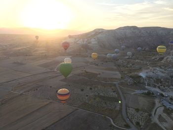 Scenic view of mountains against sky during sunrise 