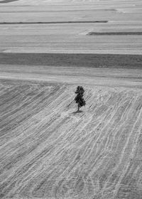 High angle view of desert land on sand