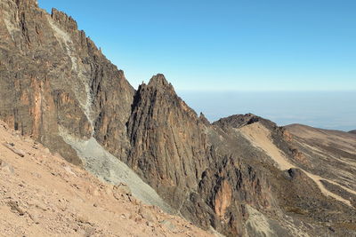 Rock formations above the clouds at mount kenya